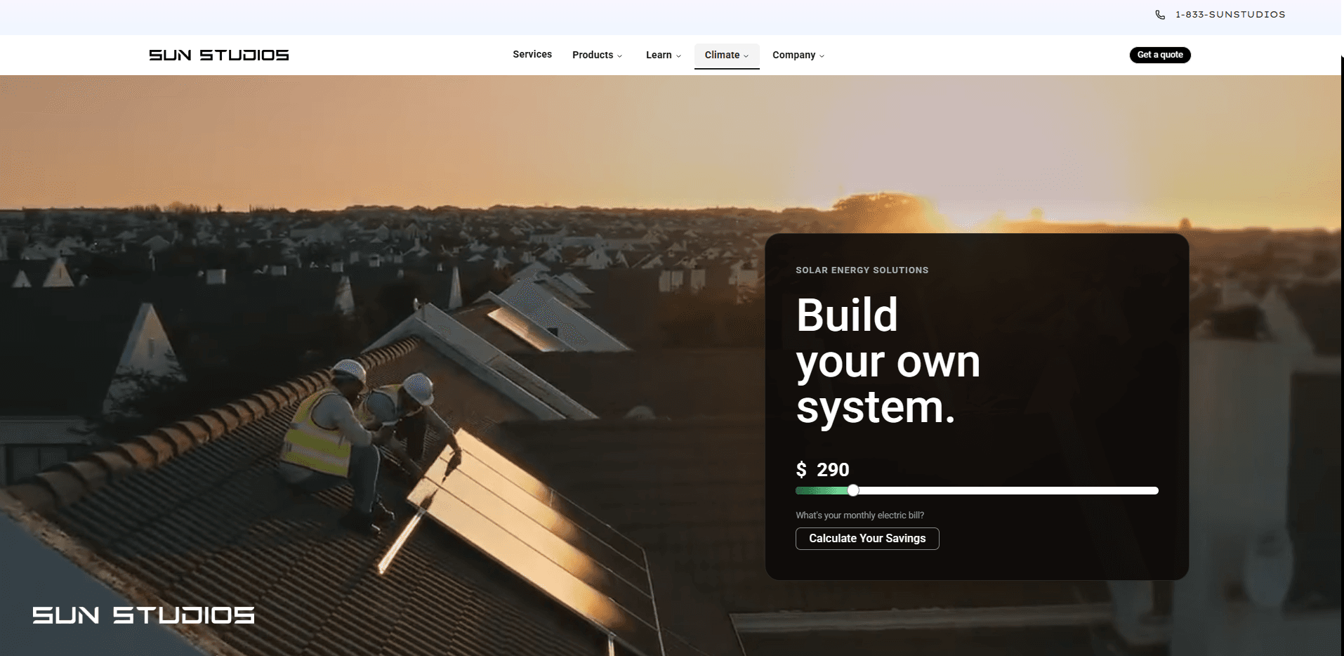 Sun Studios Landing Page